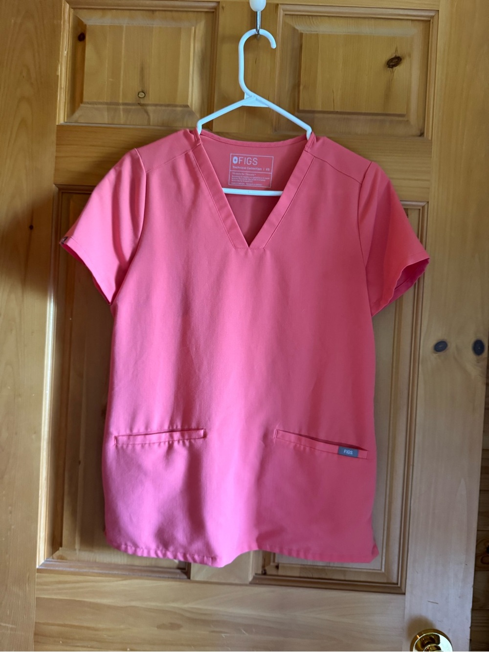 FIGS Women's V-Neck Tunic in Coral